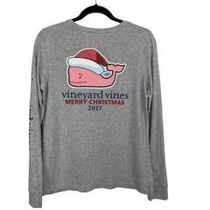 Vineyard Vines Gray Long Sleeves Crew Neck 2017 Christmas T-Shirt